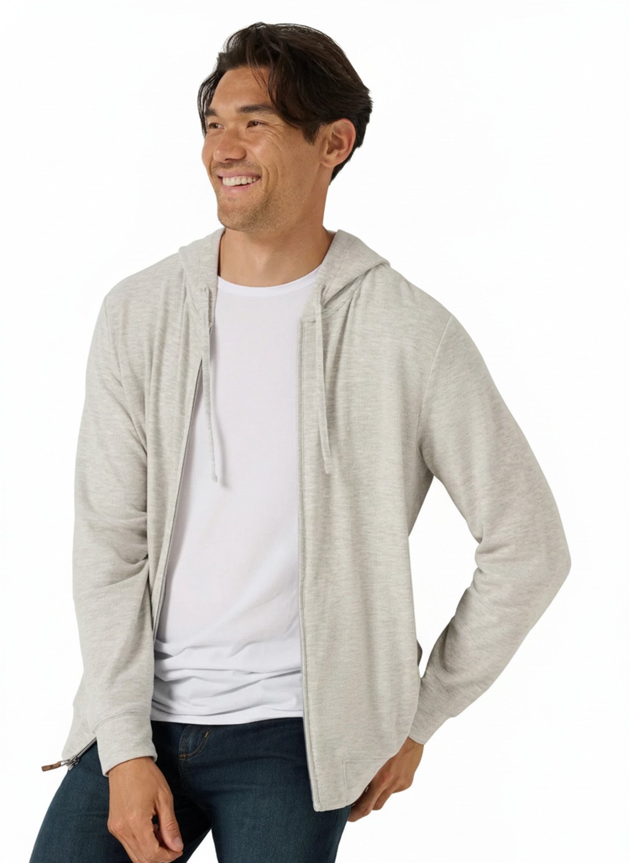 Travis Mathew Cloud Sweater Full Zip sudadera con capucha de hombre, heather grey