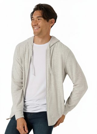 Travis Mathew Cloud Sweater Full Zip sudadera con capucha de hombre, heather grey