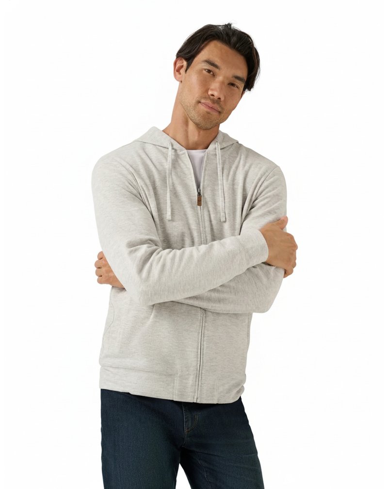 Travis Mathew Cloud Sweater Full Zip sudadera con capucha de hombre, heather grey
