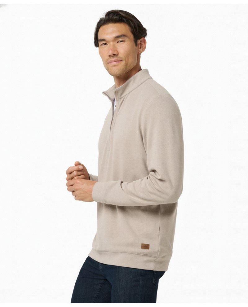 Travis Mathew Cloud suéter de hombre 1/4 zip, heather roasted cashew