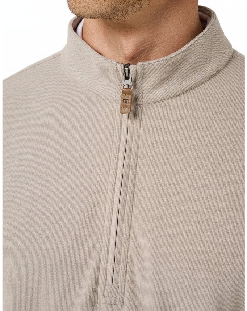 Travis Mathew Cloud suéter de hombre 1/4 zip, heather roasted cashew
