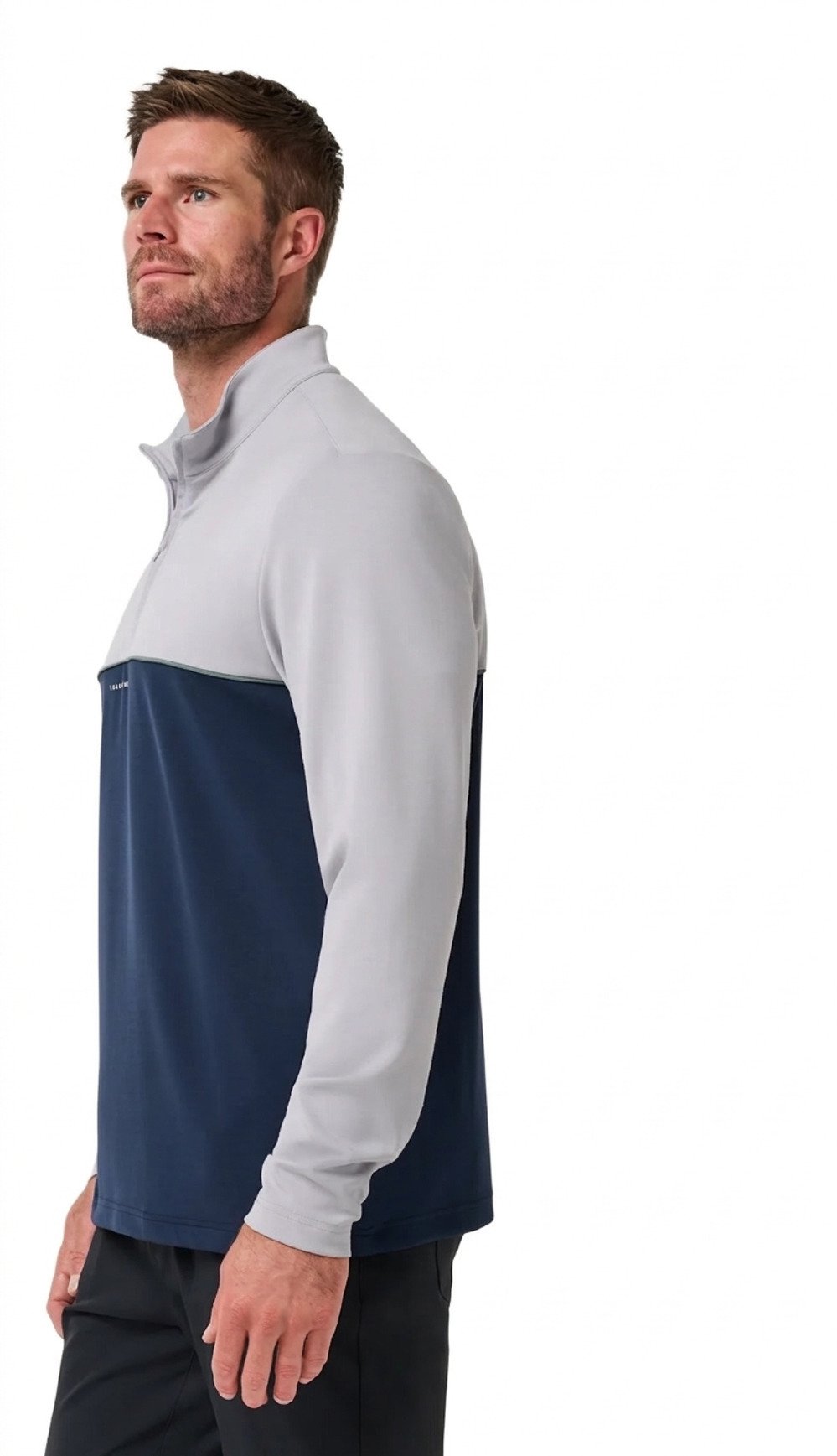 Travis Mathew Fibercloud Color Block Quarter Zip, gris claro