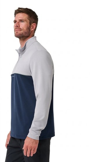 Travis Mathew Fibercloud Color Block Quarter Zip, gris claro