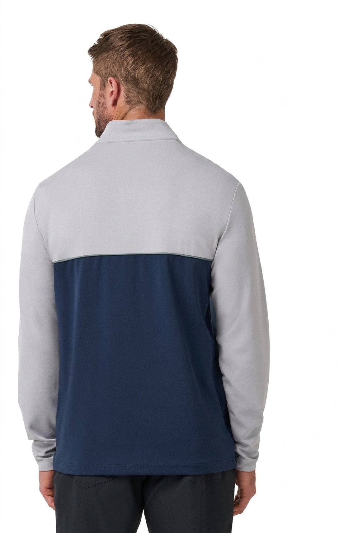 Travis Mathew Fibercloud Color Block Quarter Zip, gris claro
