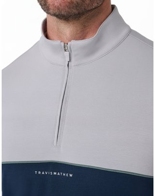 Travis Mathew Fibercloud Color Block Quarter Zip, gris claro