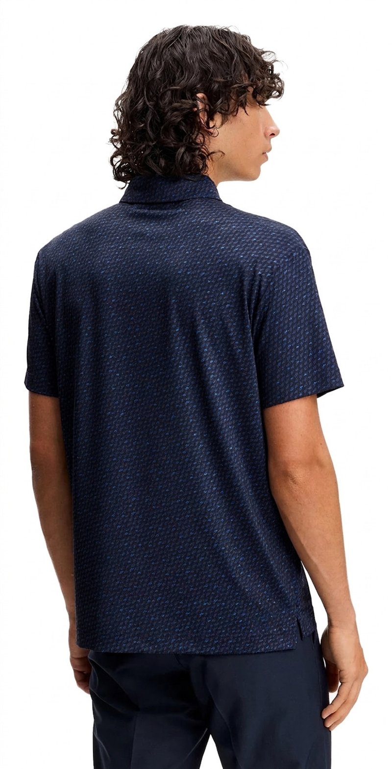 J.Lindeberg Tod Print polo de hombre, bias bridge micro navy set