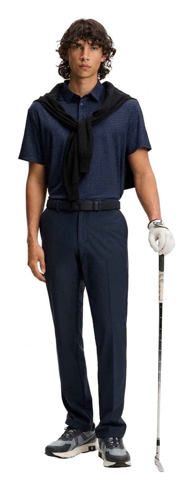 J.Lindeberg Tod Print polo de hombre, bias bridge micro navy set