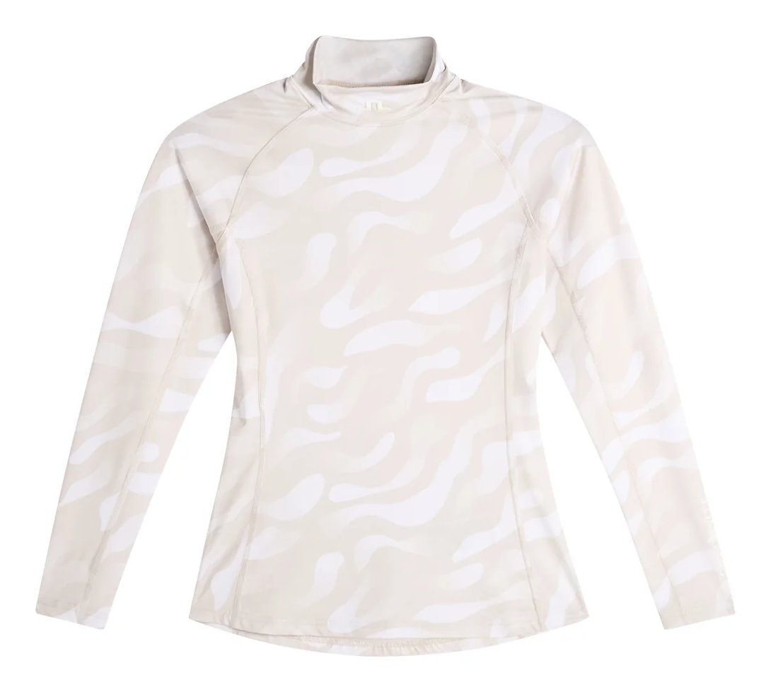 J.Lindeberg Ella Print Compression top de mujer, bunker fade moonbeam blanco