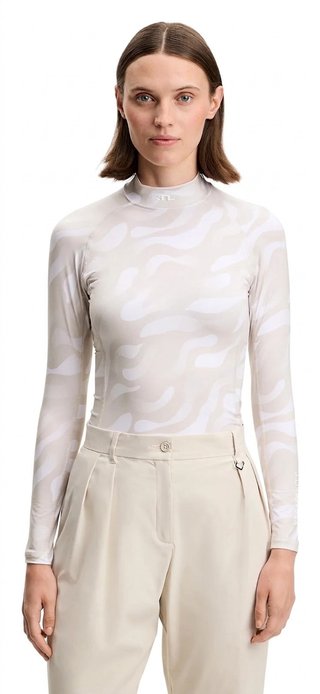 J.Lindeberg Ella Print Compression top de mujer, bunker fade moonbeam blanco