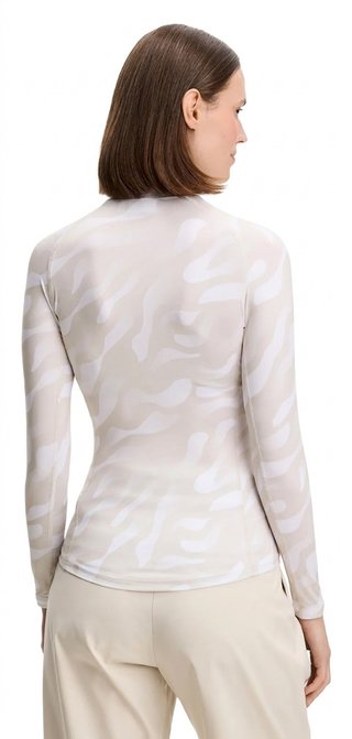 J.Lindeberg Ella Print Compression top de mujer, bunker fade moonbeam blanco