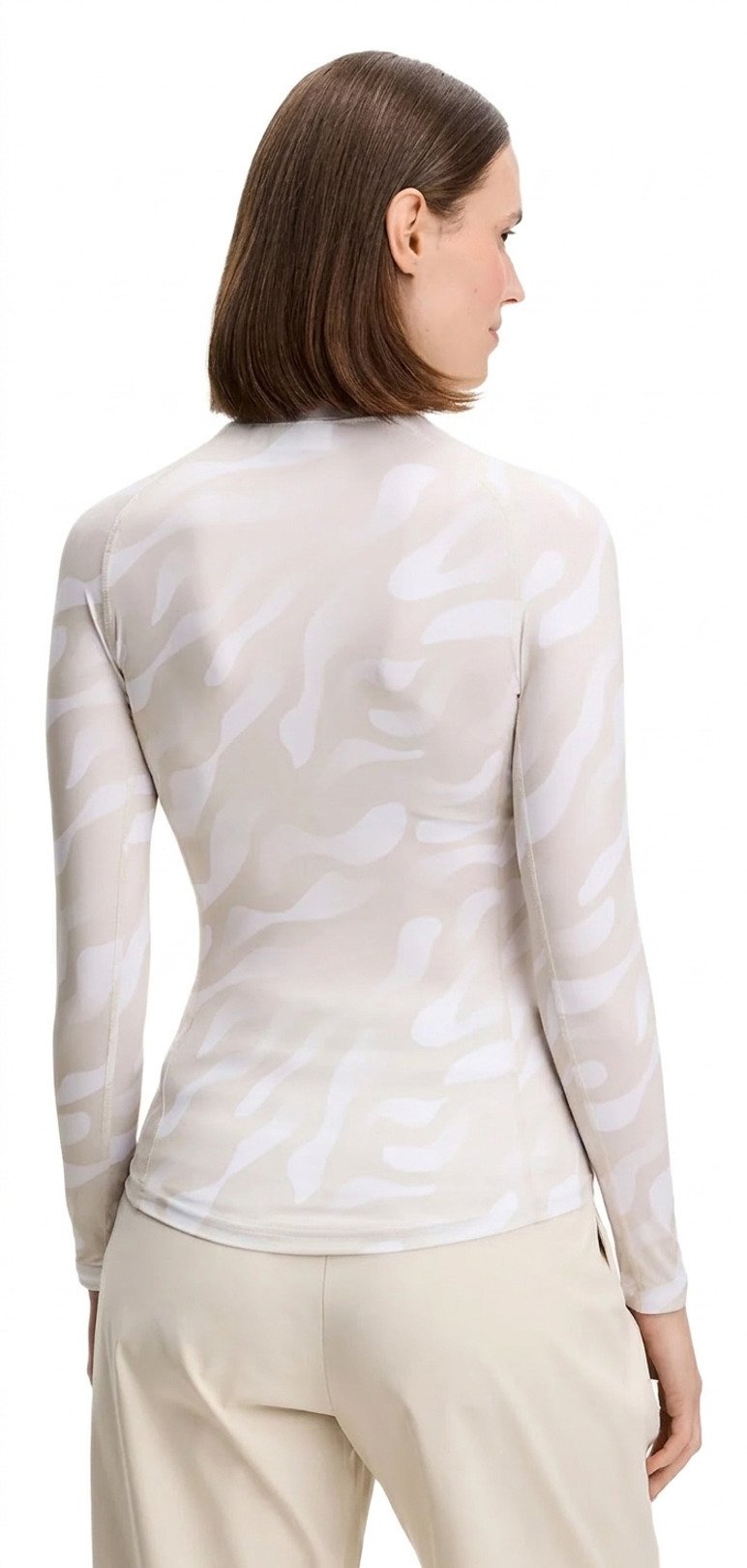 J.Lindeberg Ella Print Compression top de mujer, bunker fade moonbeam blanco
