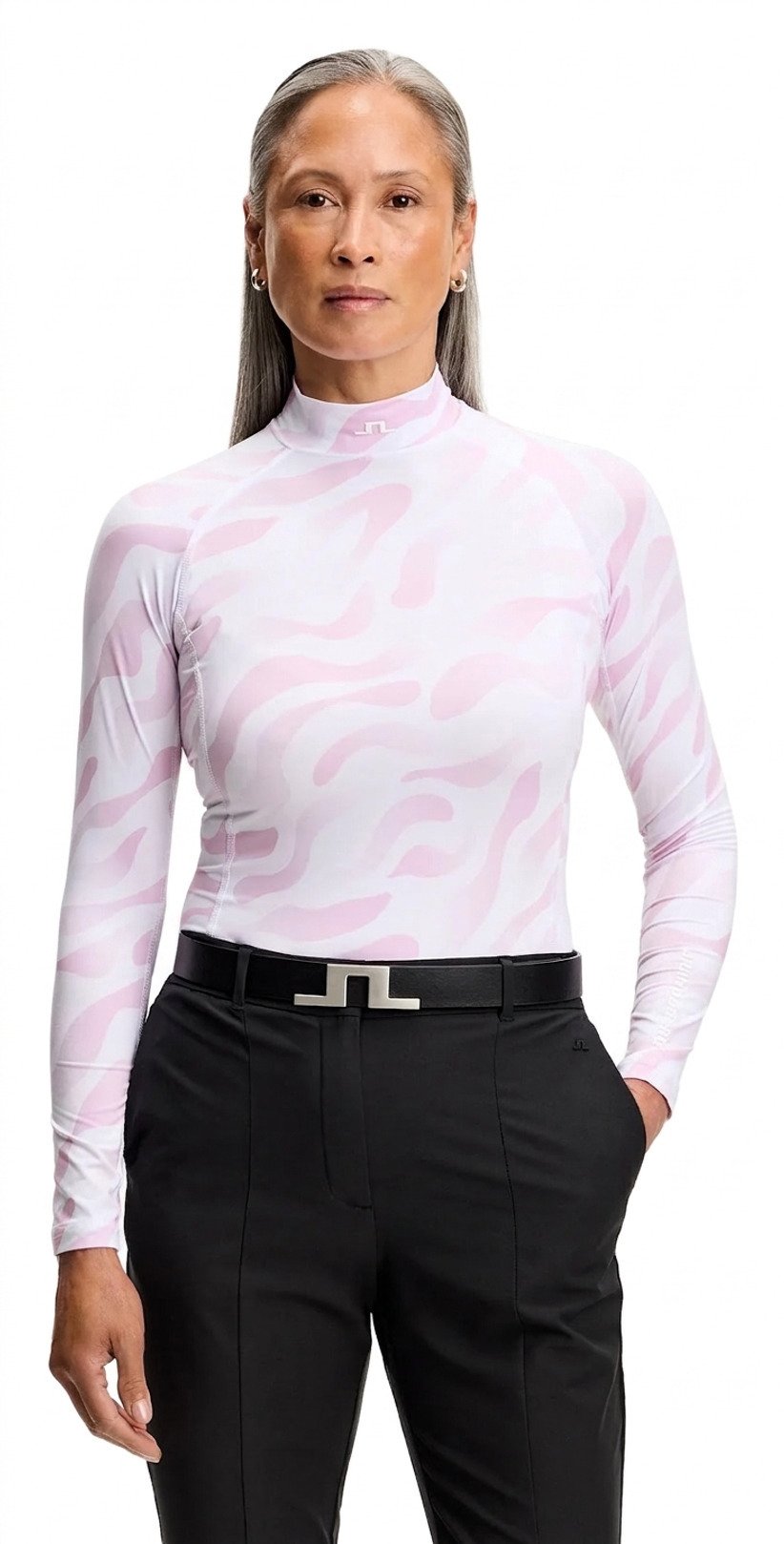 J.Lindeberg Ella Print Compression top de mujer, bunker fade white orchid