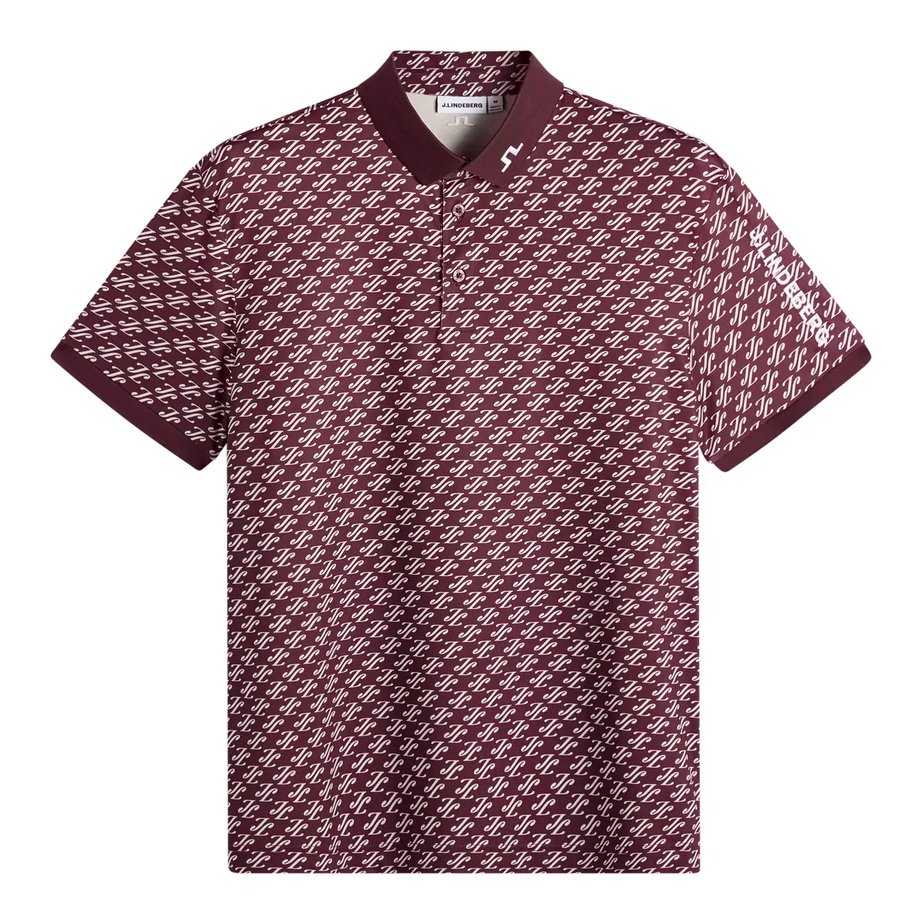 J.Lindeberg Tour Tech Print polo de mujer, cardi jacquard - winetasting