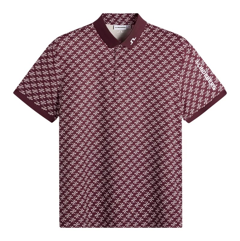 J.Lindeberg Tour Tech Print polo de mujer, cardi jacquard - winetasting