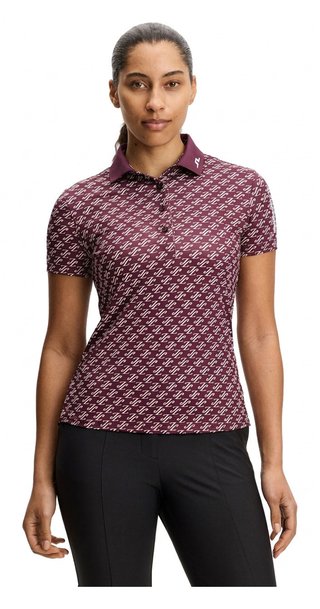 J.Lindeberg Tour Tech Print polo de mujer, cardi jacquard - winetasting