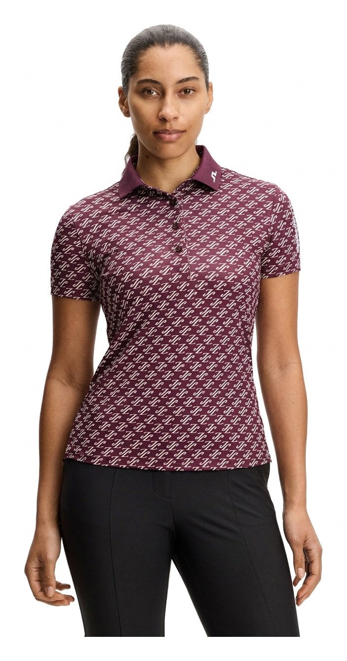J.Lindeberg Tour Tech Print polo de mujer, cardi jacquard - winetasting
