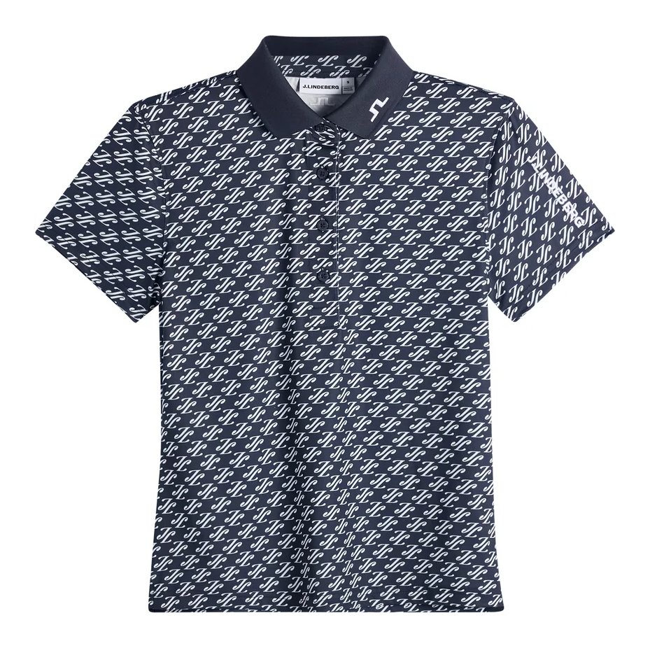 J.Lindeberg Tour Tech Print polo de mujer, cardi jacquard - JL Navy