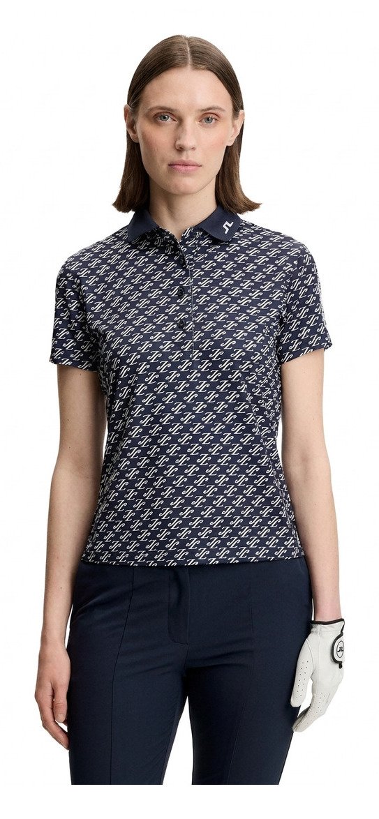 J.Lindeberg Tour Tech Print polo de mujer, cardi jacquard - JL Navy