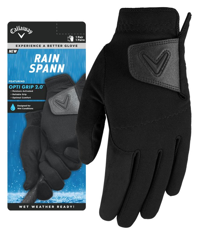 Callaway Rain Spann 27 guantes de golf de hombre, par, negro