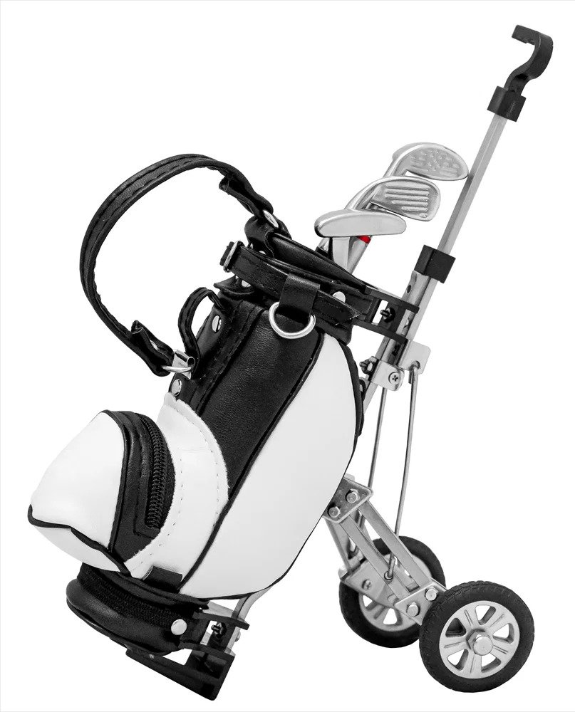 Longridge bolsa de golf de escritorio y set de bolígrafos, negro/blanco