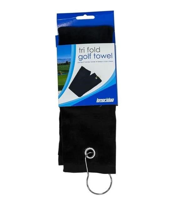 Longridge Three Fold toalla de golf, negra