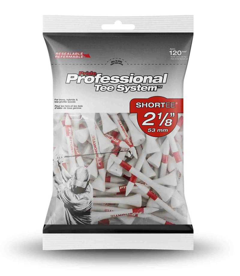 Pride Professional Tee System Prolength Short tees rojos 53mm (2 1/8"), 120 unidades