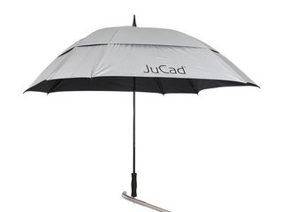 JuCad paraguas de golf resistente al viento 68" con pin, plateado (con protección UV)