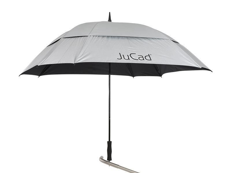 JuCad paraguas de golf resistente al viento 68" con pin, plateado (con protección UV)