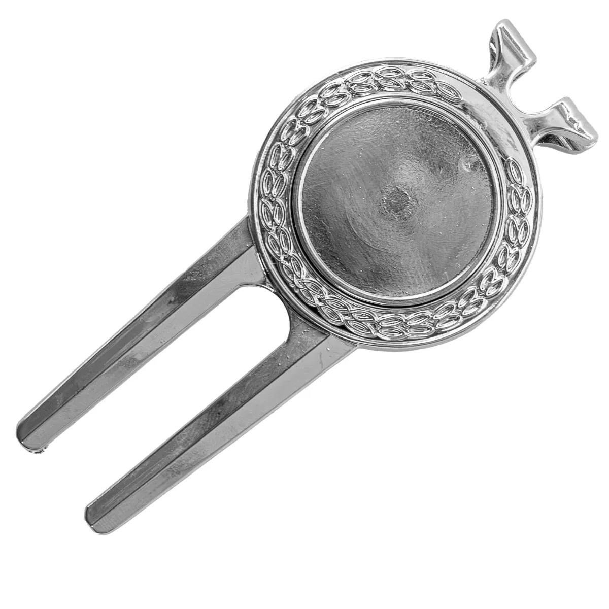 Longridge Laurel Pitchfork And Clip marcador de bola y reparador de pique, plateado