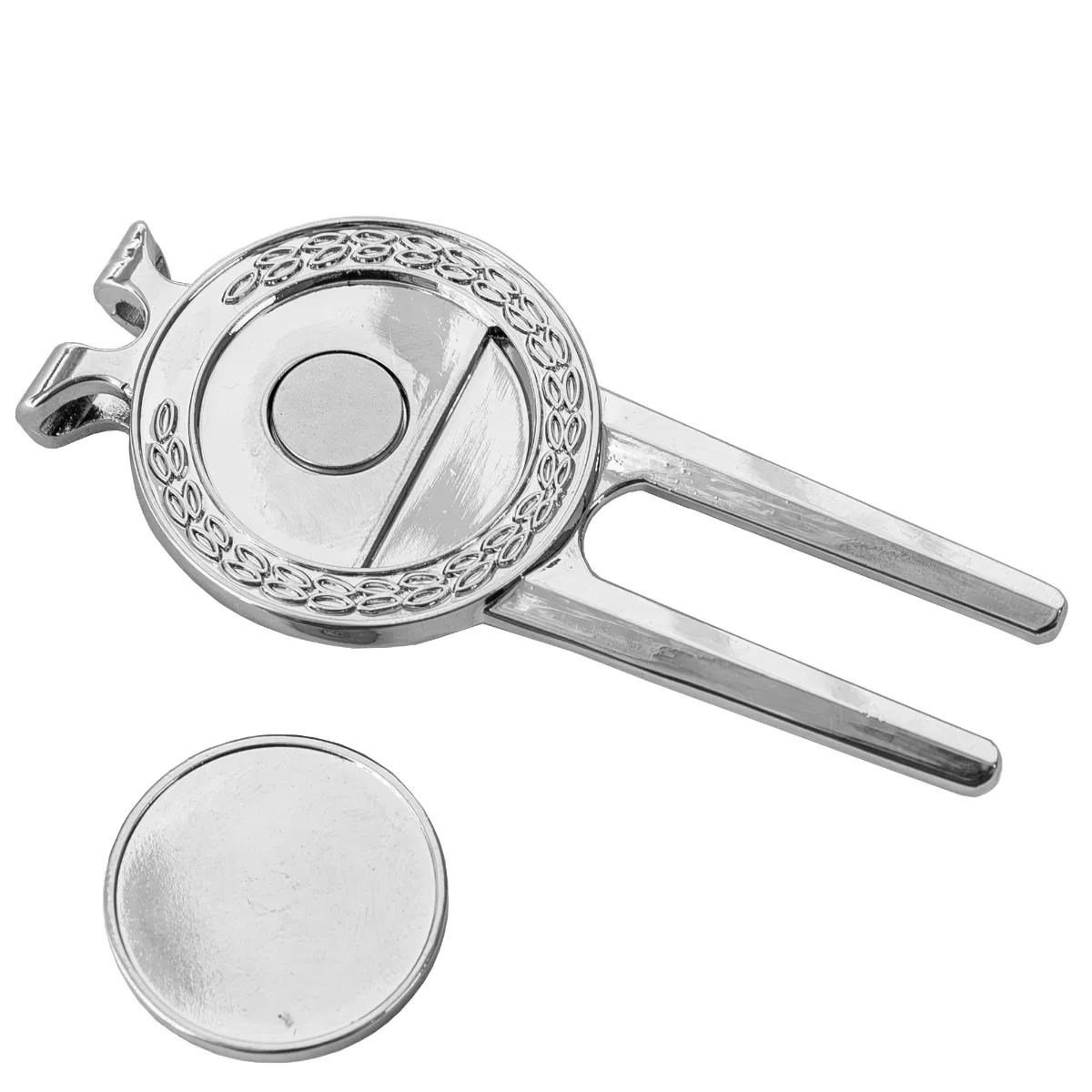 Longridge Laurel Pitchfork And Clip marcador de bola y reparador de pique, plateado