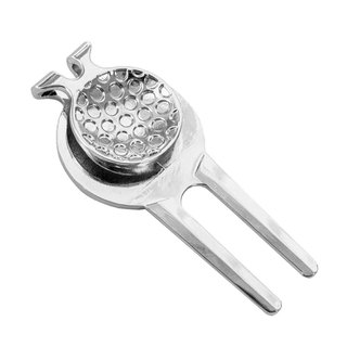 Longridge Laurel Pitchfork And Clip marcador de bola y reparador de pique, plateado