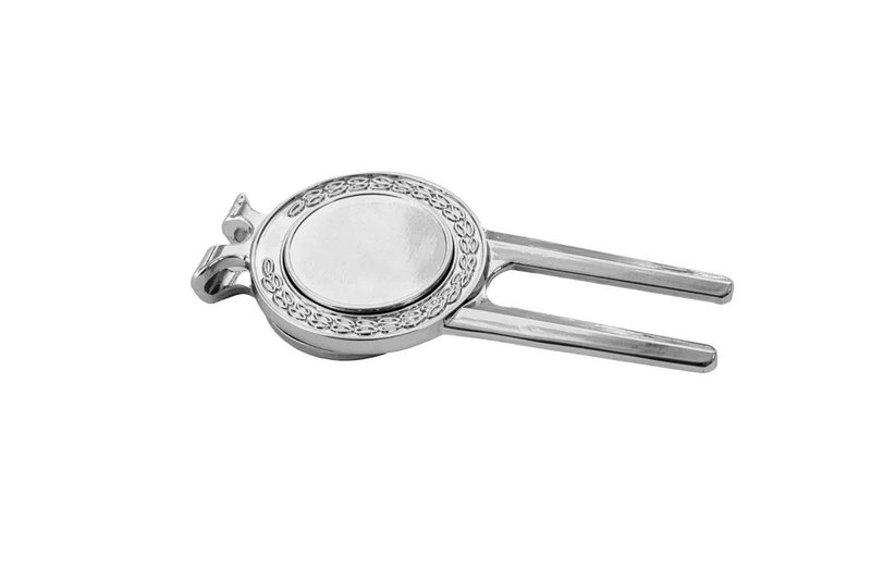 Longridge Laurel Pitchfork And Clip marcador de bola y reparador de pique, plateado