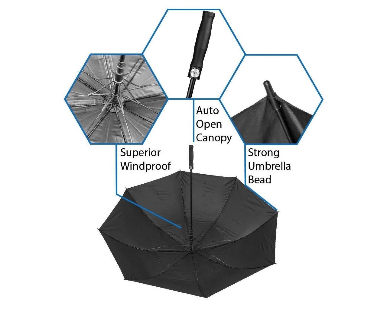 Axglo Axglo Auto Open paraguas 68", negro/negro