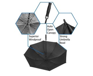 Axglo Axglo Auto Open paraguas 68", negro/negro