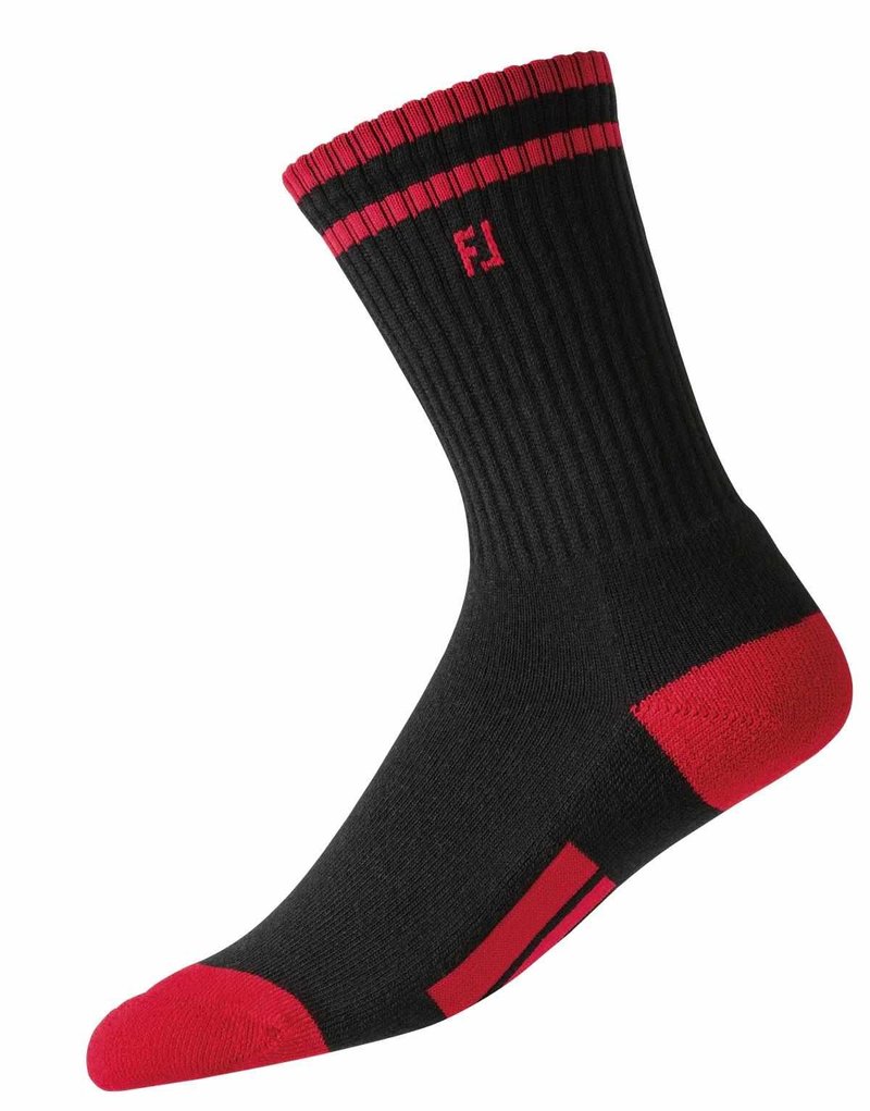 FootJoy ProDry Crew junior calcetines, negro/rojo