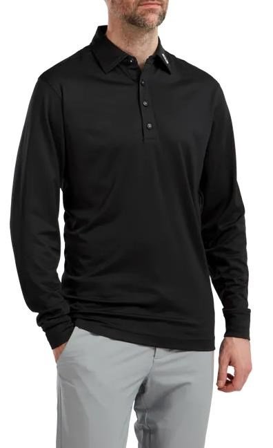 FootJoy Long Sleeve Thermocool Self Athletic Fit polo de hombre, negro