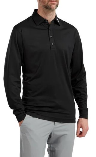 FootJoy Long Sleeve Thermocool Self Athletic Fit polo de hombre, negro