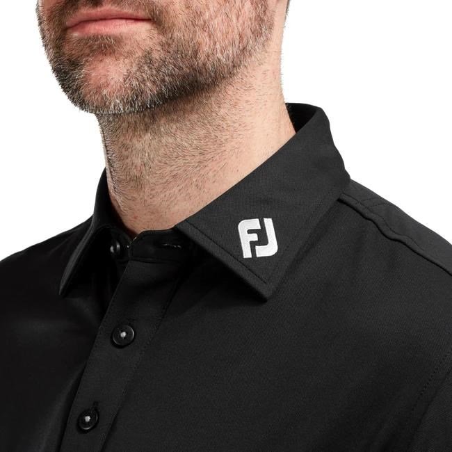 FootJoy Long Sleeve Thermocool Self Athletic Fit polo de hombre, negro
