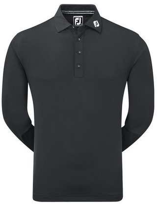 FootJoy Long Sleeve Thermocool Self Athletic Fit polo de hombre, negro