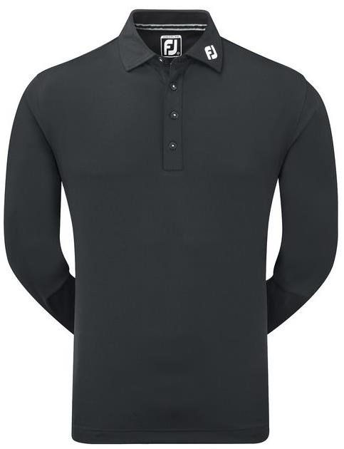 FootJoy Long Sleeve Thermocool Self Athletic Fit polo de hombre, negro