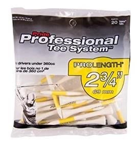 Pride Professional Tee System Prolength Yellow tees de madera 69mm (2 3/4"), 20 unidades