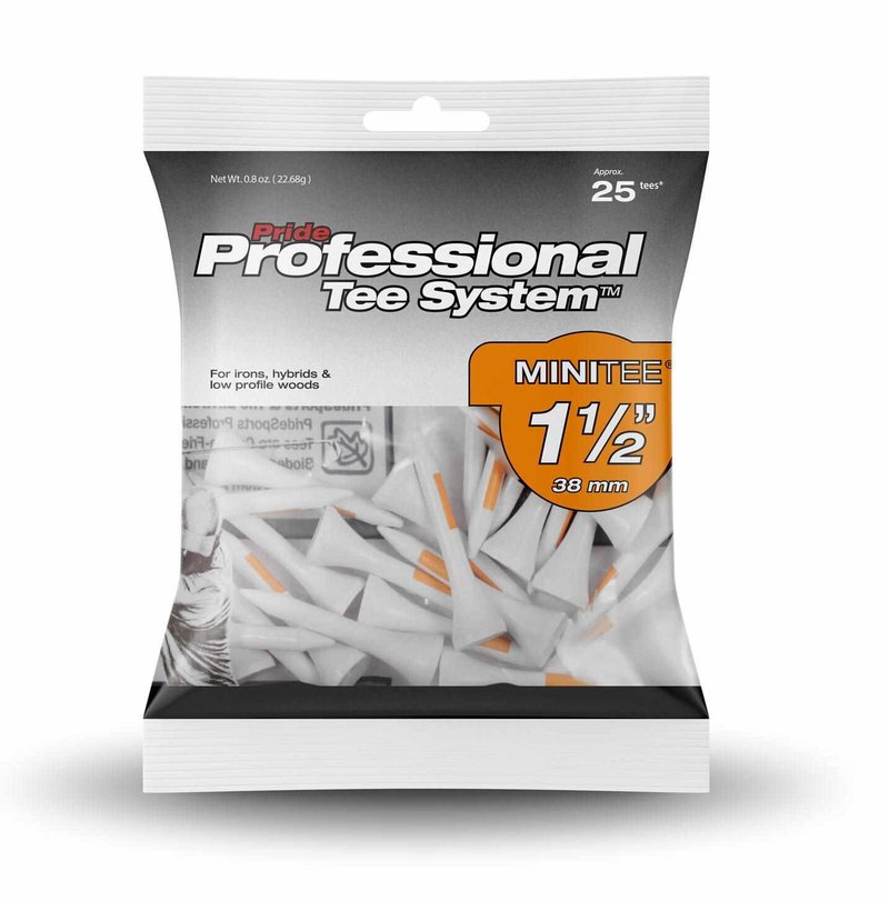 Pride Professional Tee System Prolength Mini tees de madera naranja 38mm (1 1/2"), 25 unidades