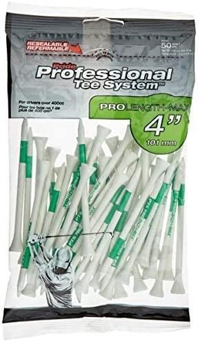 Pride Professional Tee System Prolength Max tees de madera verdes 101mm (4"), 50 unidades