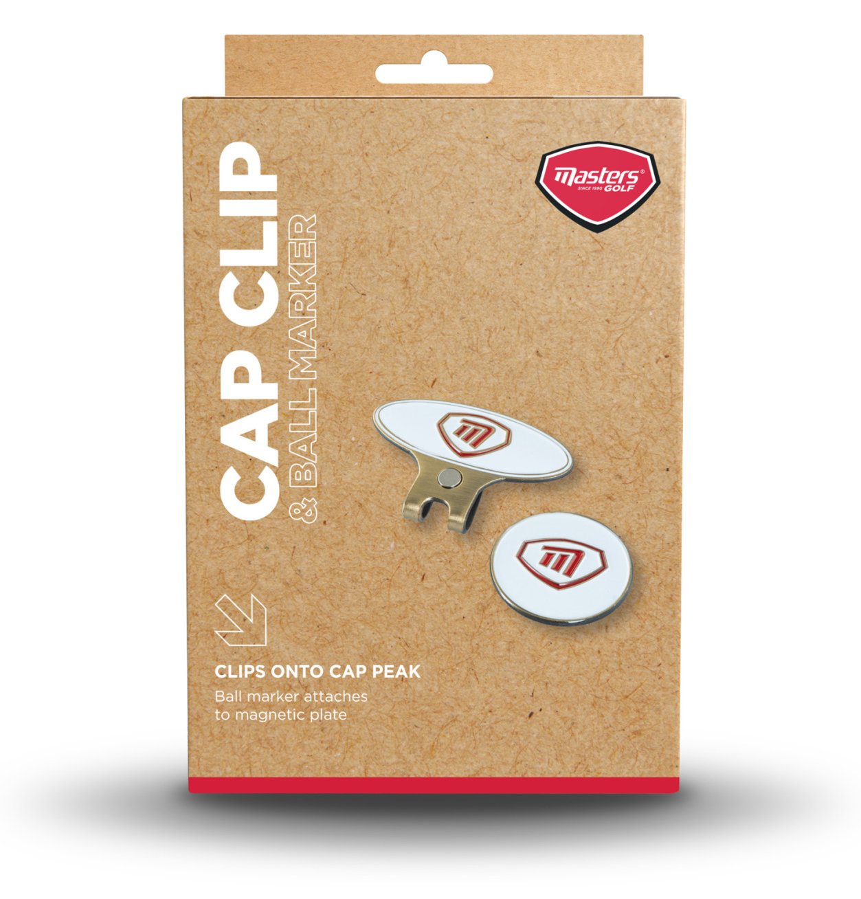 Masters Golf Cap Clip & Ball Marker, blanco/rojo