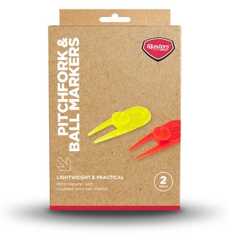 Masters Golf Neon PitchFork & Ball Markers (2 pack), multicolor