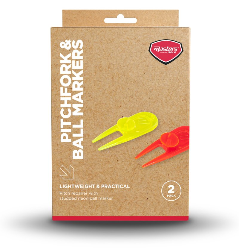Masters Golf Neon PitchFork & Ball Markers (2 pack), multicolor