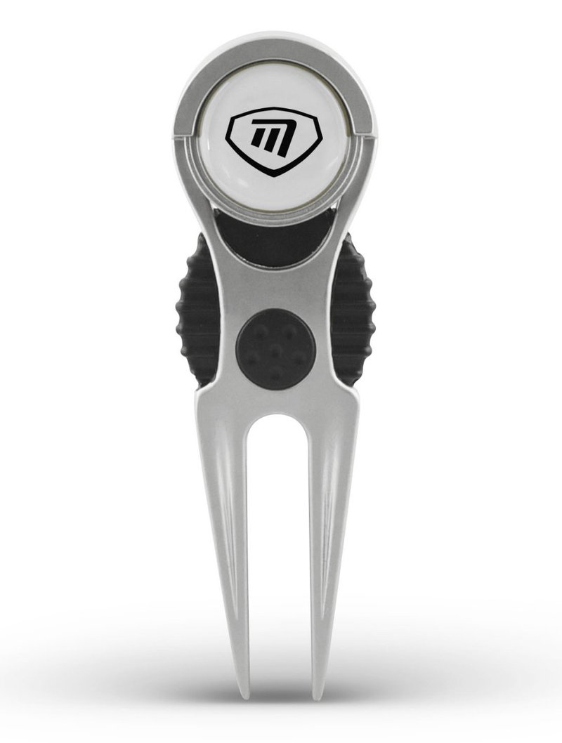 Masters Golf Deluxe Pitchfork With Marker marcador de green, plata