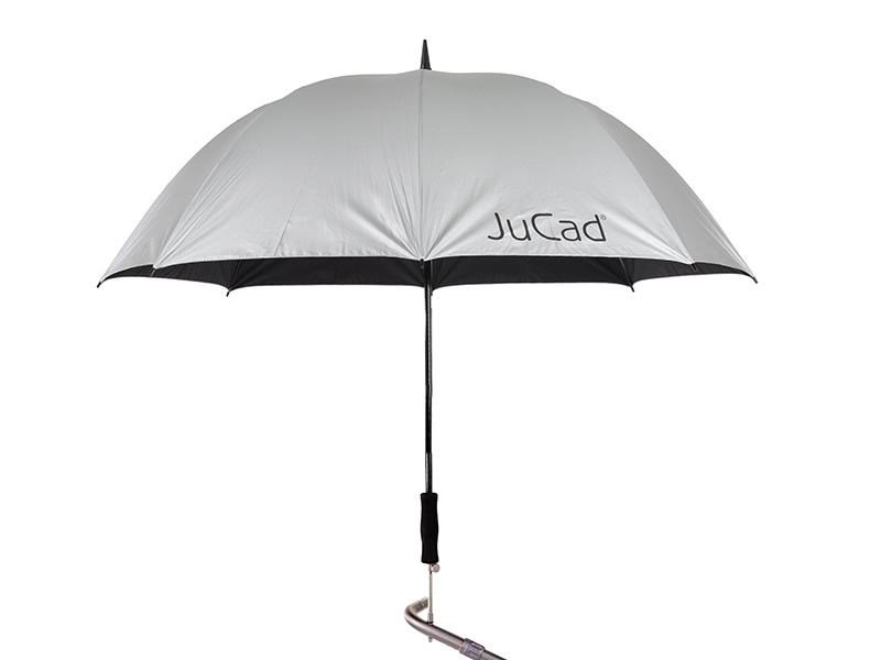 JuCad paraguas de golf telescópico automático 68" con pin, plateado (protección UV 99%/UPF50+)