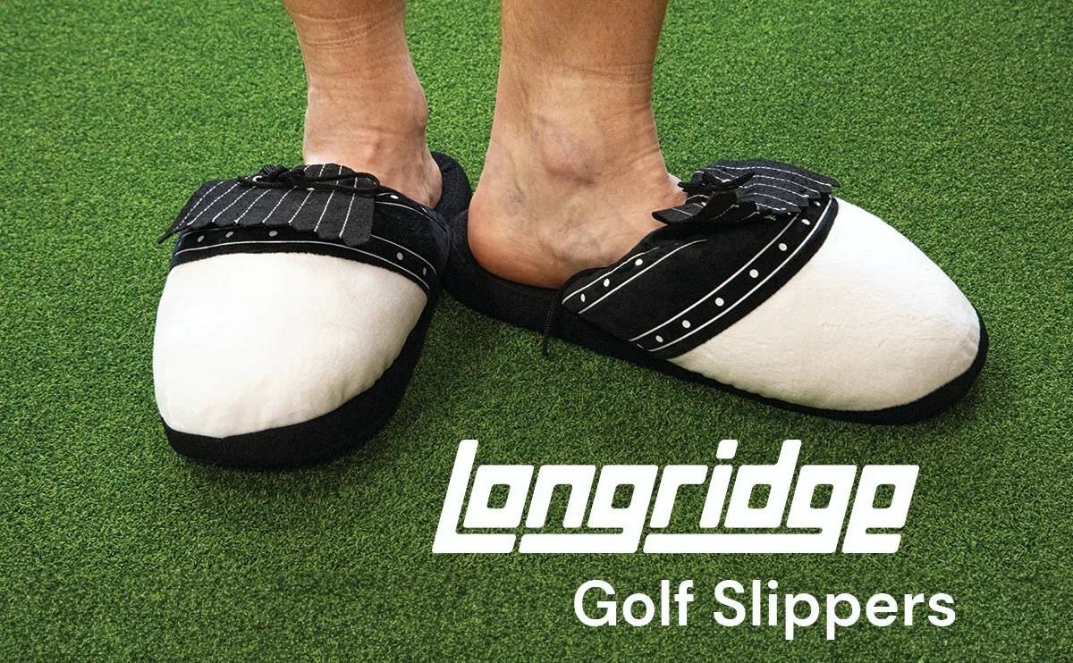 Longridge Golf Slippers (flaps) L (UK10-12) negro/blanco