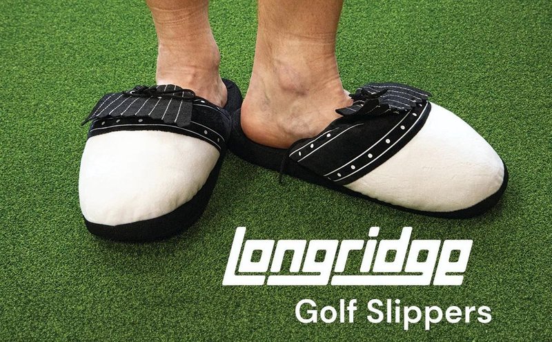 Longridge Golf Slippers (flaps) L (UK10-12) negro/blanco